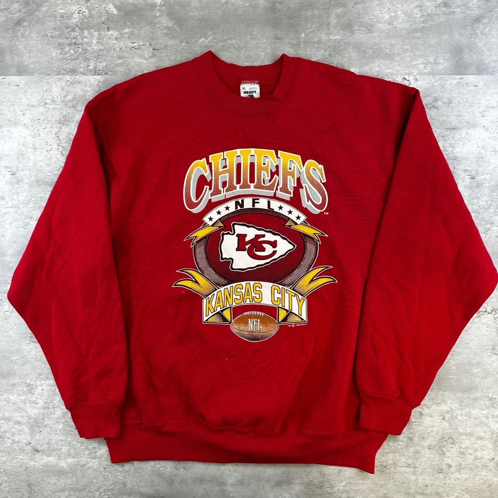 Vintage 1992 Kansas City Chiefs NFL Sweatshirt Fruit of the Loom Red XL USA Made